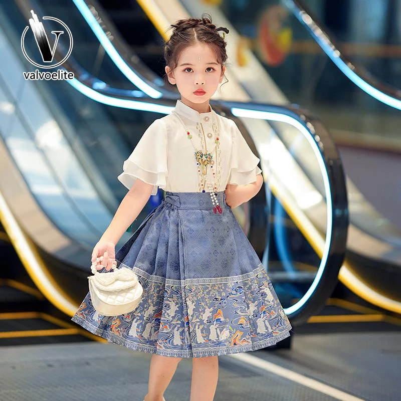 VALVOELITE马面裙套装女童夏季2025新款宋制汉服国风小女孩古装裙