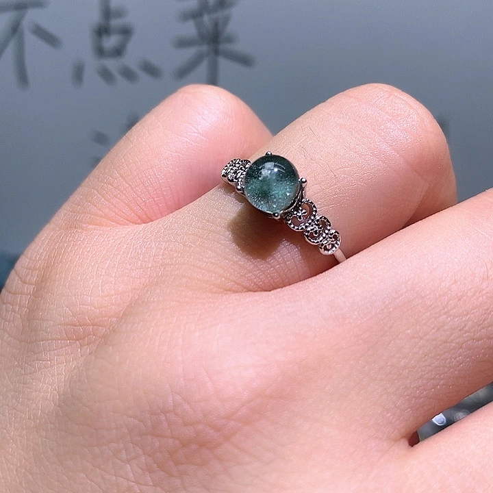 水晶戒指银S925镶嵌水晶