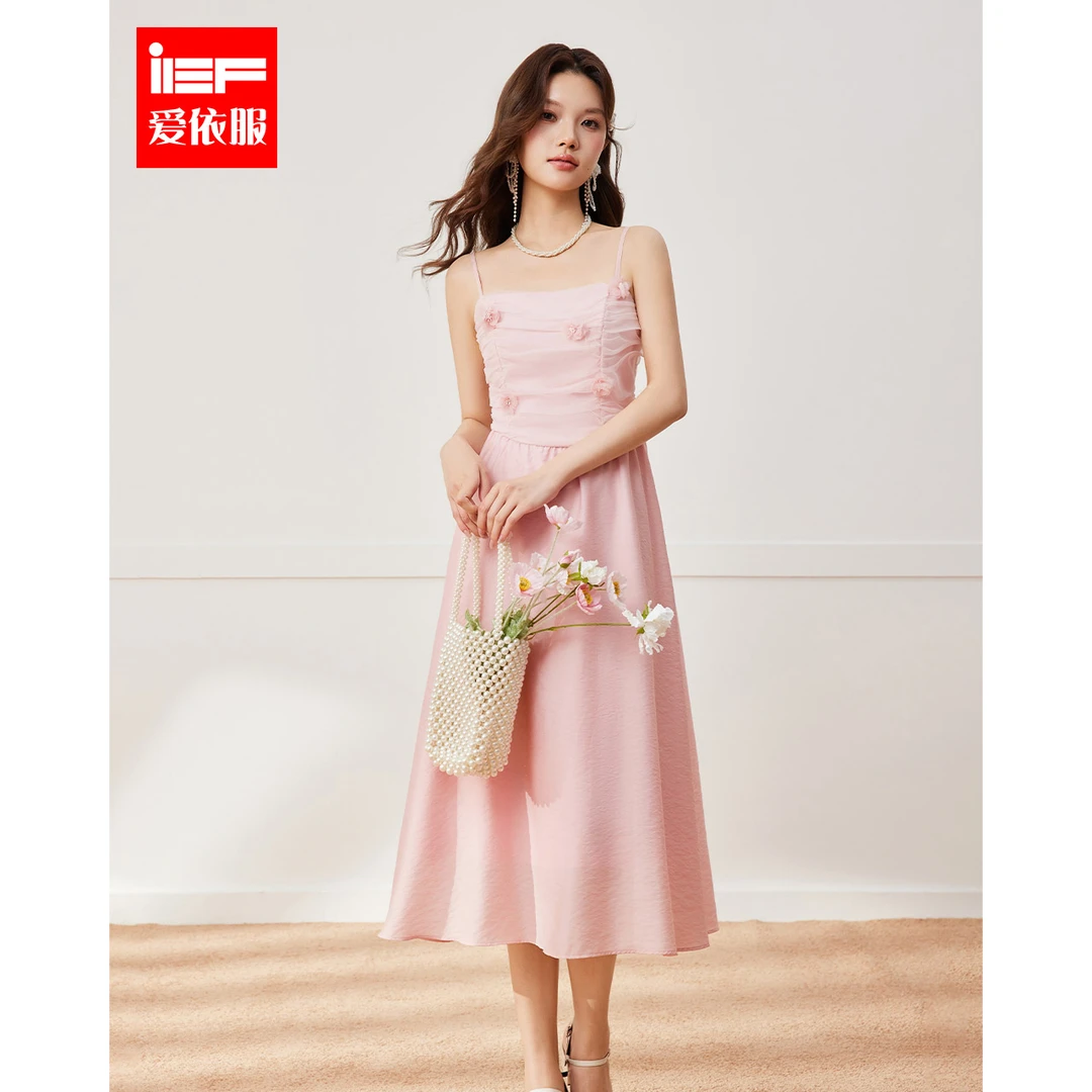 IEF/爱依服2025新款夏季时尚高级遮肉显瘦温柔小女人梭织吊带长裙