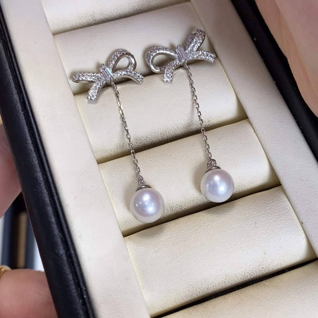 淡水珍珠耳饰银S925镶嵌ღ****