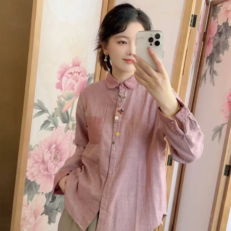 2025秋季新品百搭扣子装饰2025新品减龄时尚洋气气质女士百搭衬衣