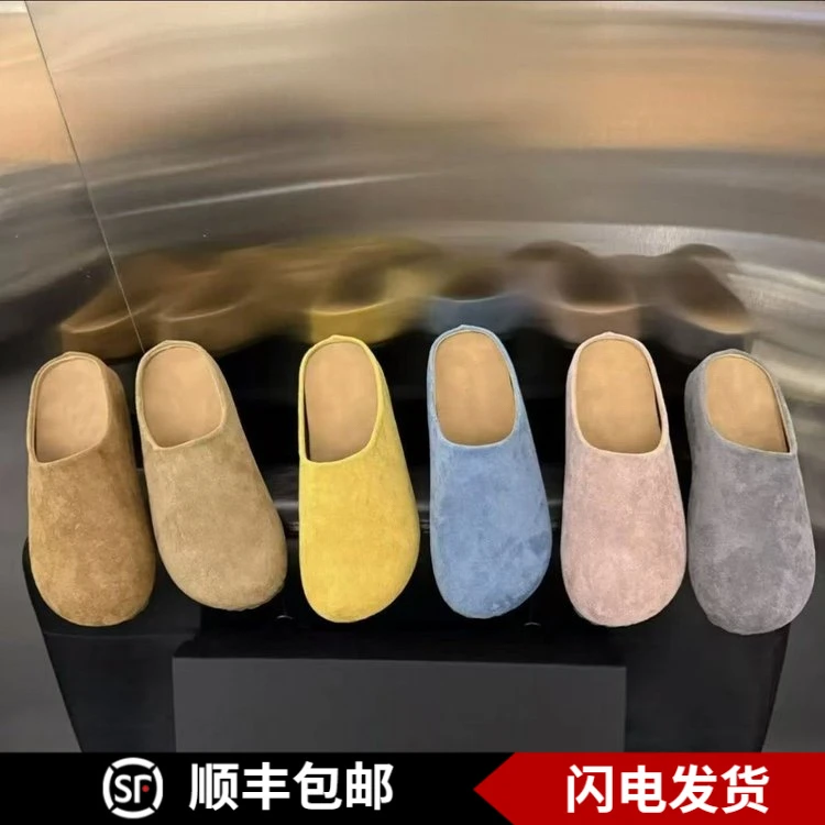复古厚底踩屎感博肯包头半拖鞋女2025懒人一脚蹬平底勃肯鞋穆勒鞋