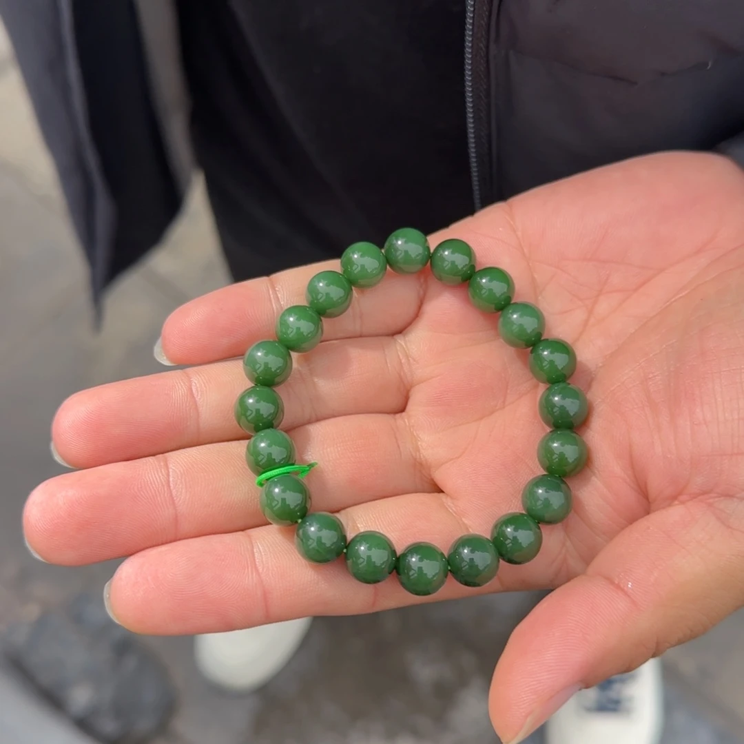 和田玉未镶嵌手链俄碧夹层料卡10