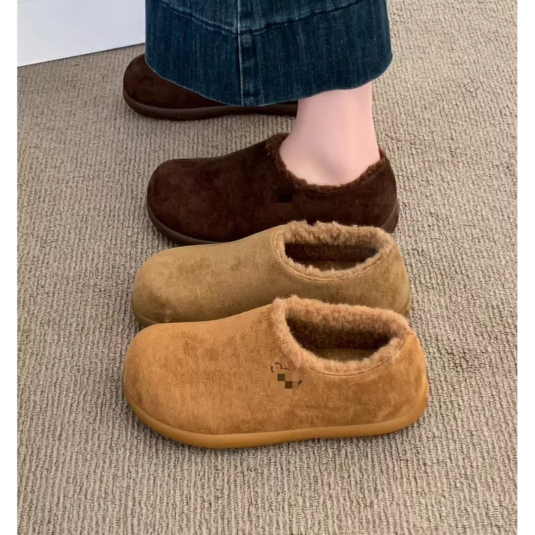 R827新款圆头舒适百搭软底时尚加绒博肯小单鞋