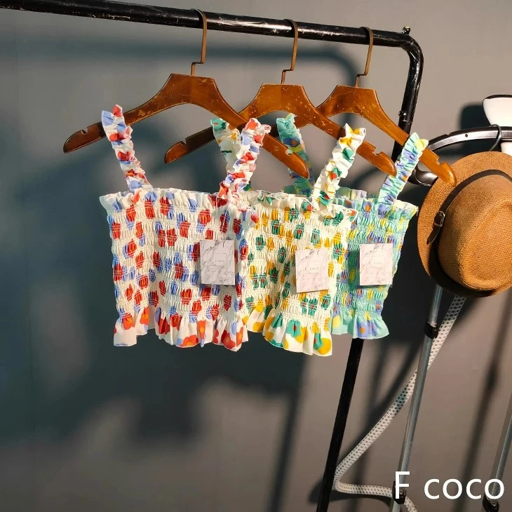 雪纺吊带背心女夏季2025年新款韩版修身显瘦木耳边碎花百搭上衣潮