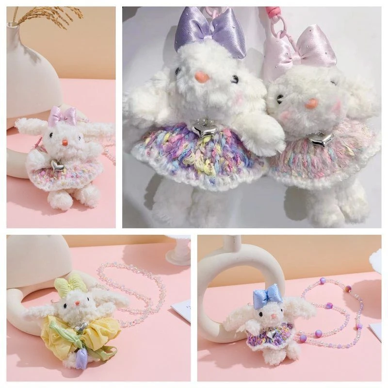 情侣兔子生日礼物挂件公仔钥匙扣小书包娃娃毛绒玩具垂耳兔机挂