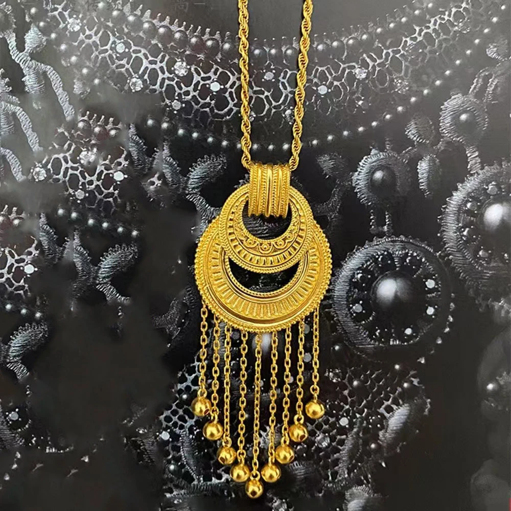 铜合金项链 异域风情古法北齐民族风流苏吊坠项链复古高级感宫廷