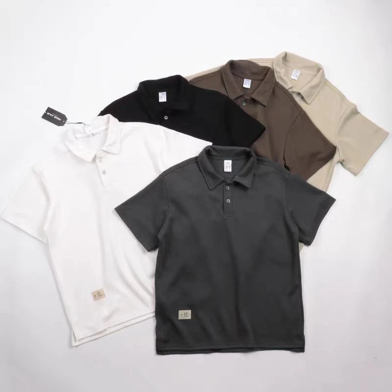日系复古夏季潮流男女款时尚宽松休闲翻领POLO衫商务百搭短袖8622
