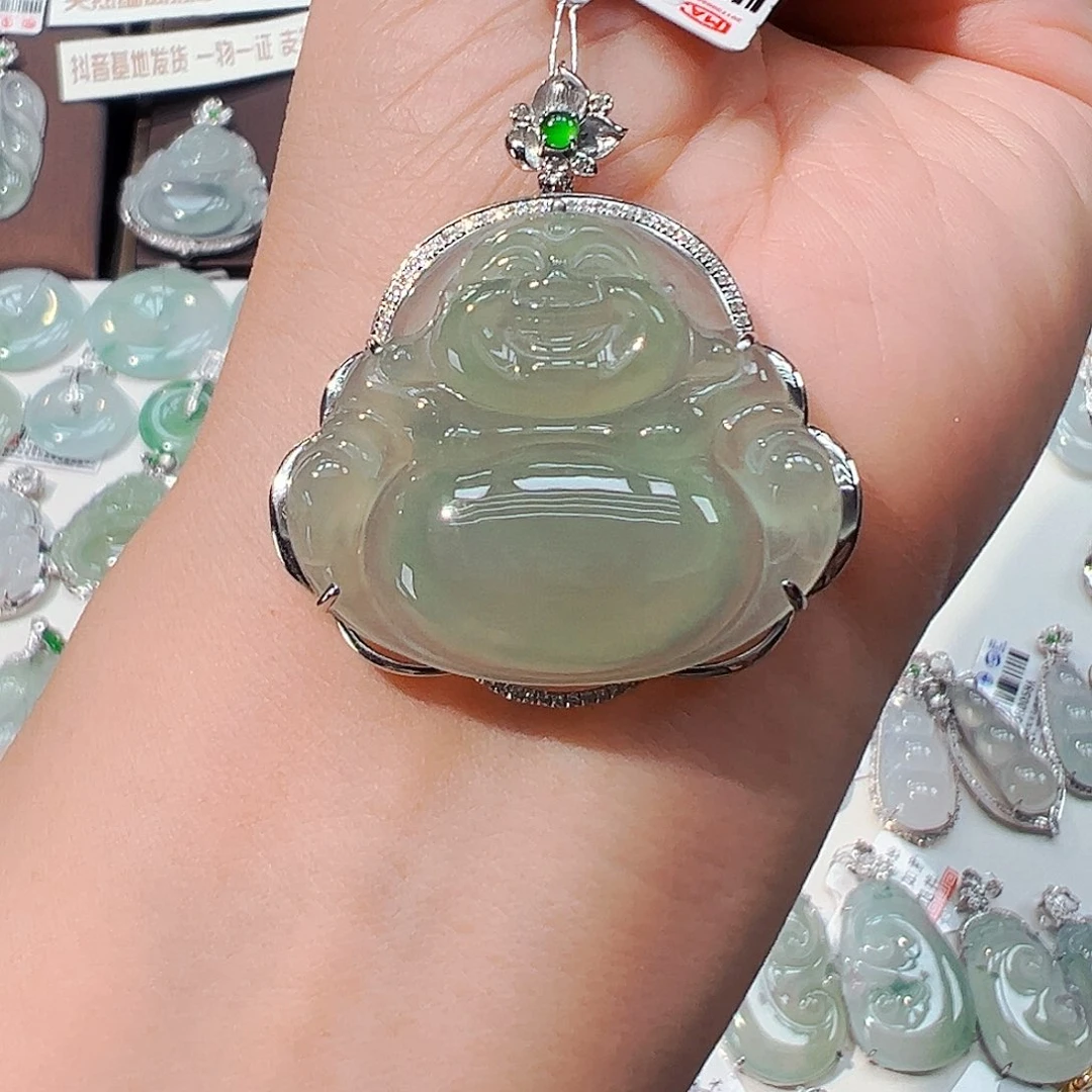 翡翠18K金镶嵌吊坠(不含链)佛公