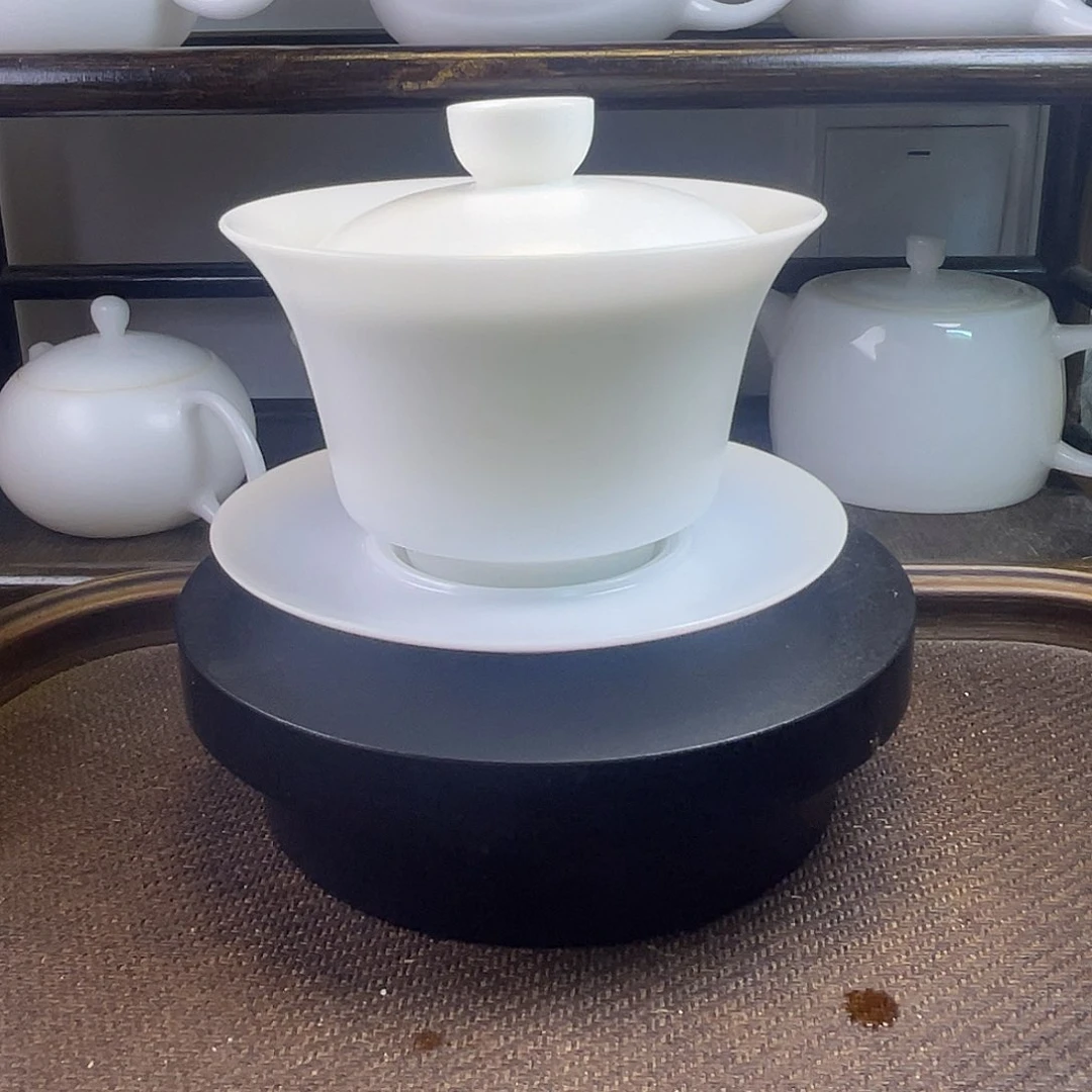 陶瓷素烧高冰马蹄盖碗