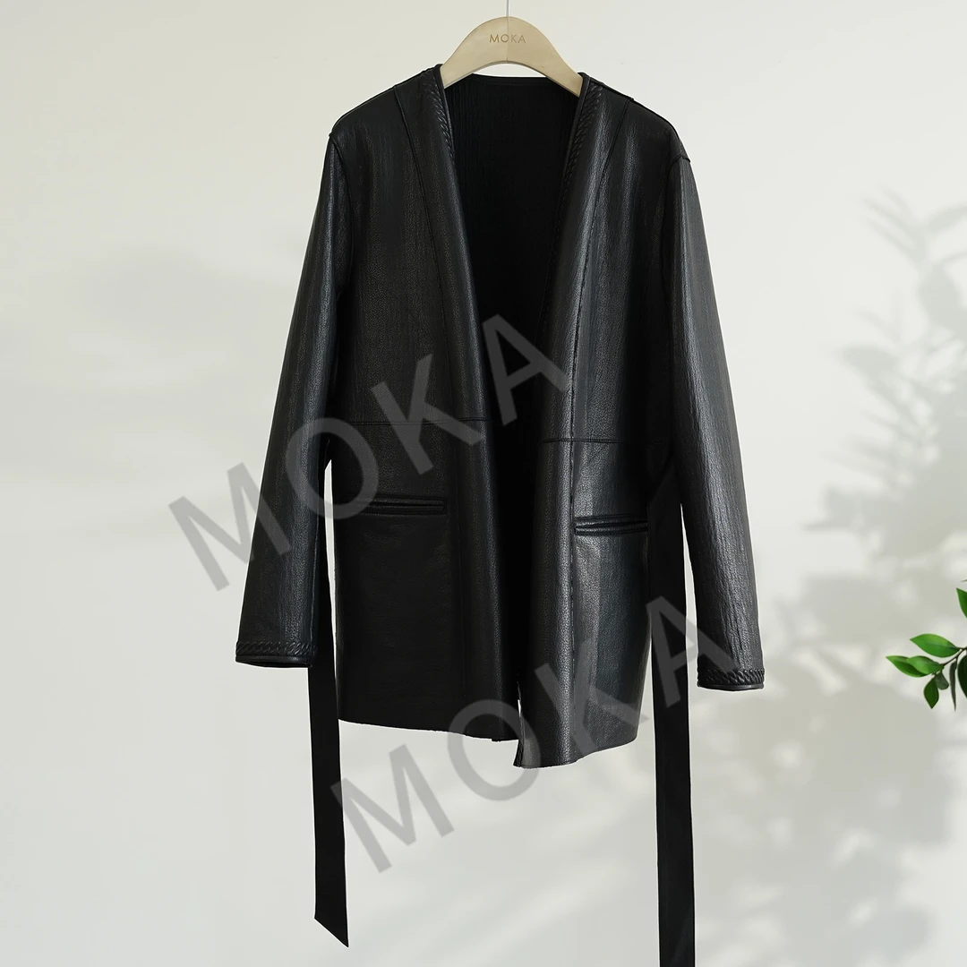 法单S*L100%山胎羊皮荔枝纹v领女士西装外套（241054）2360