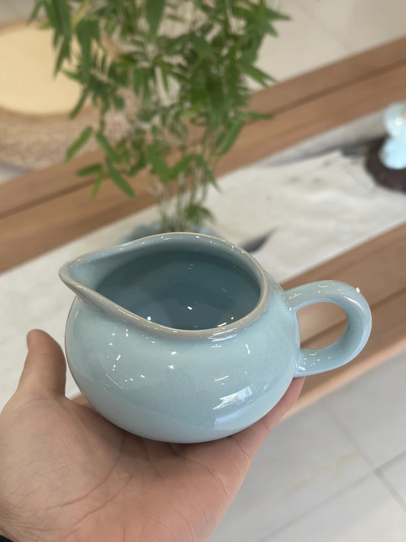（微瑕）原产地汝瓷公道杯手工陶瓷茶具天青釉家用分茶器