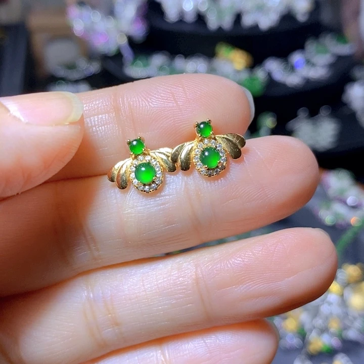 翡翠戒指银S925镶嵌天然翡翠