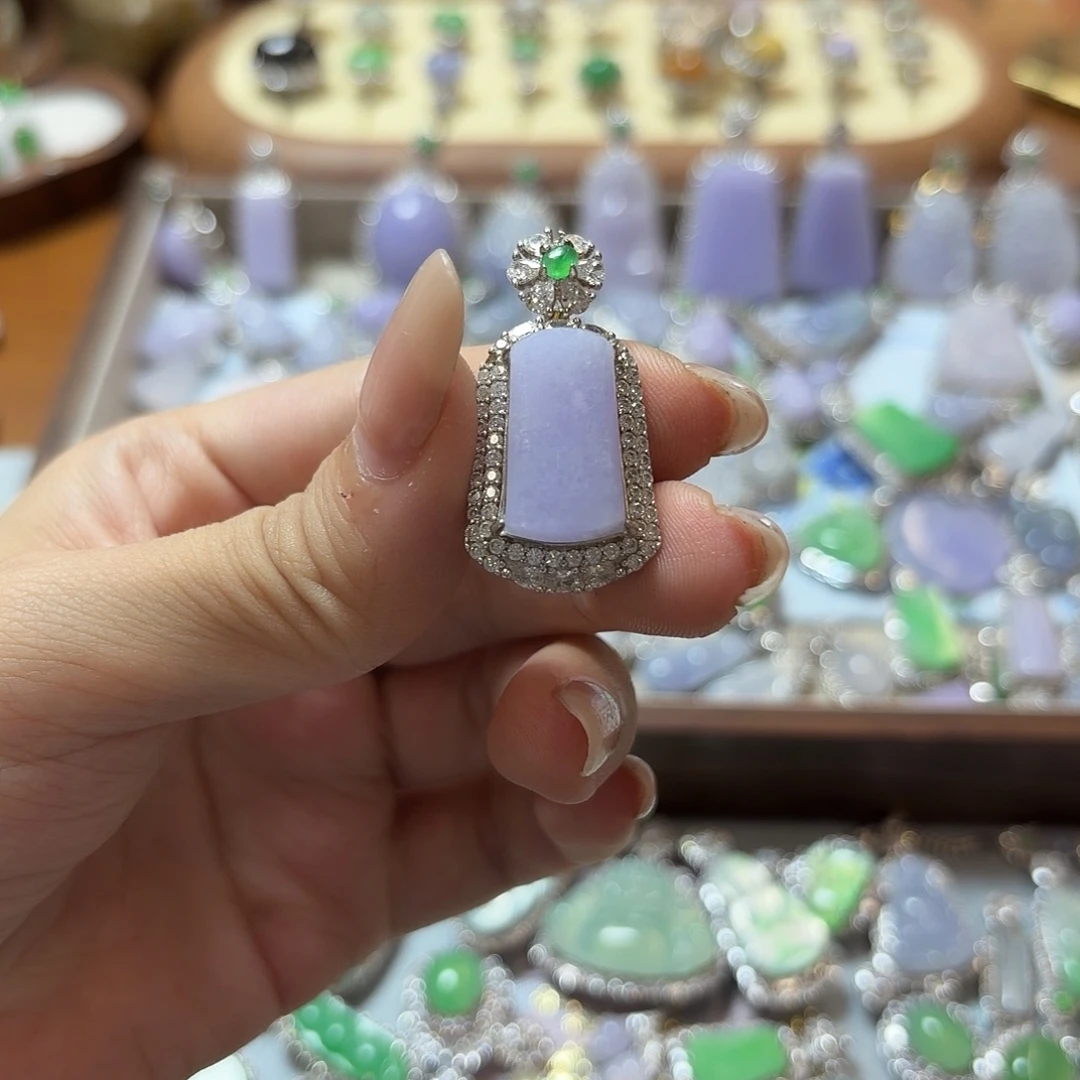 不***灵翡翠银S925镶嵌吊坠(不含链)