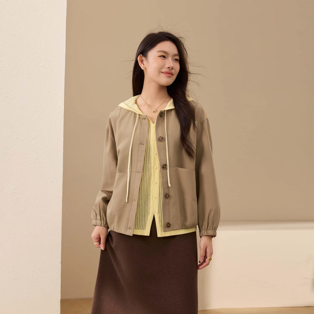 【复古圆领外套】纤莉秀W大码女装休闲显瘦百搭开衫上衣QK4316