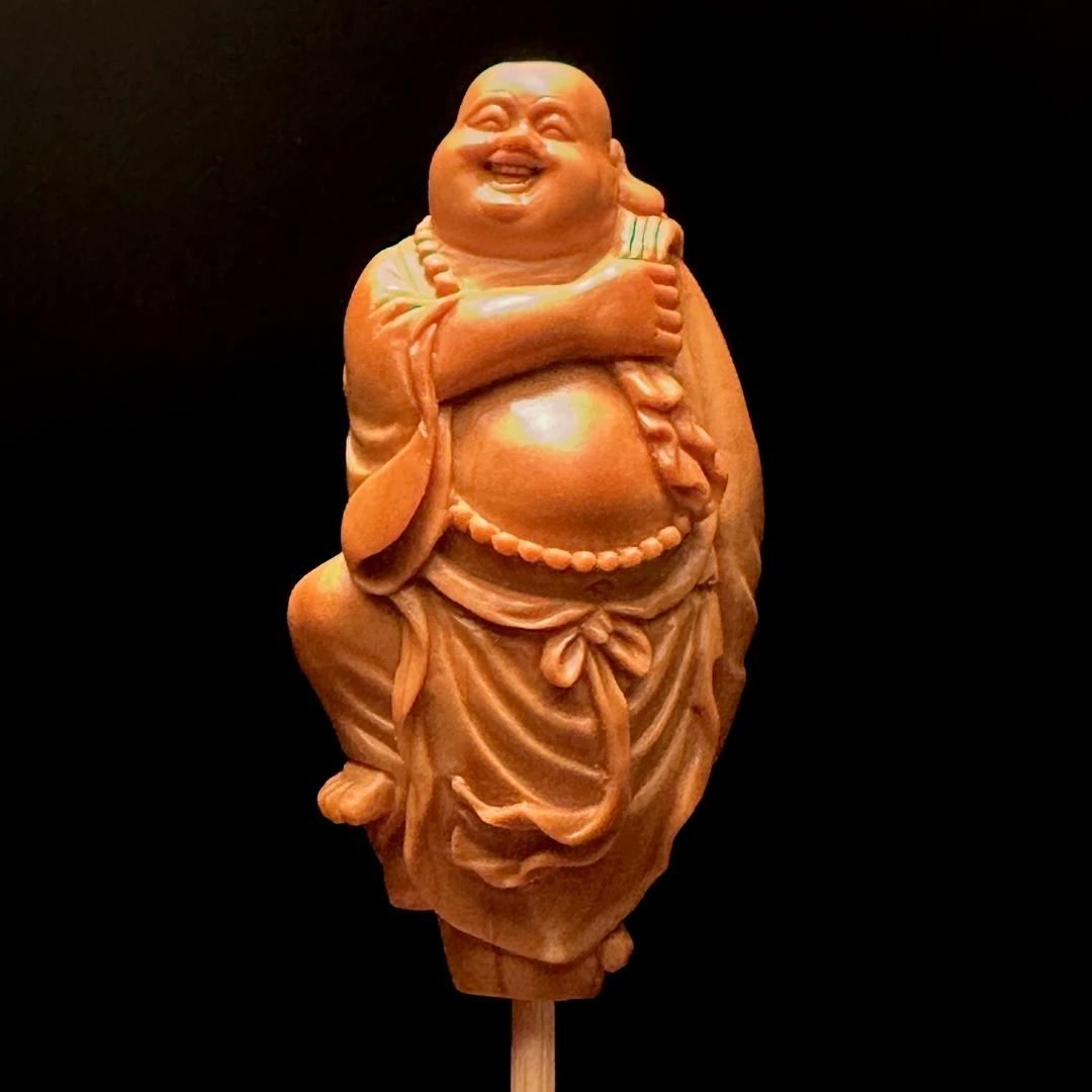 纯刀工弥勒佛橄榄核单籽核雕精品高端弥勒挂件笑佛吊坠文玩手把件