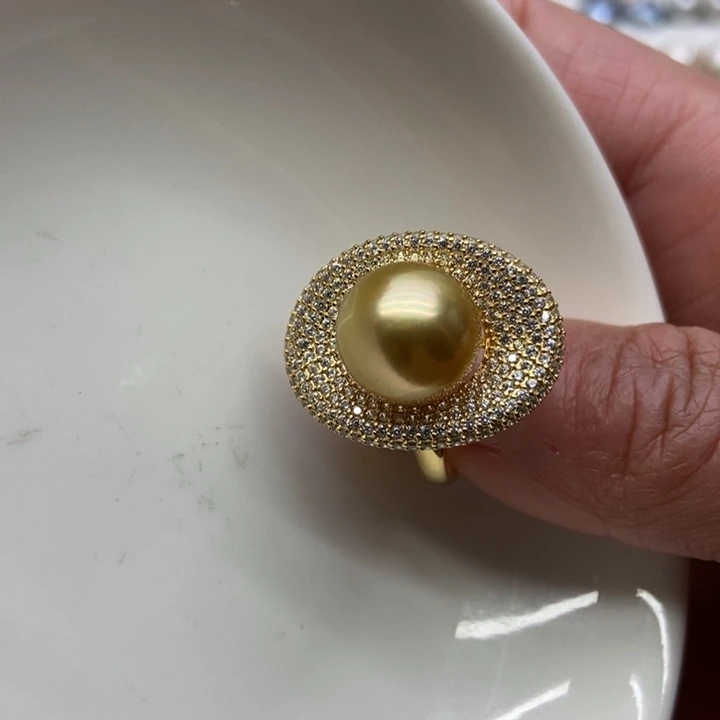 海水珍珠戒指银S925镶嵌