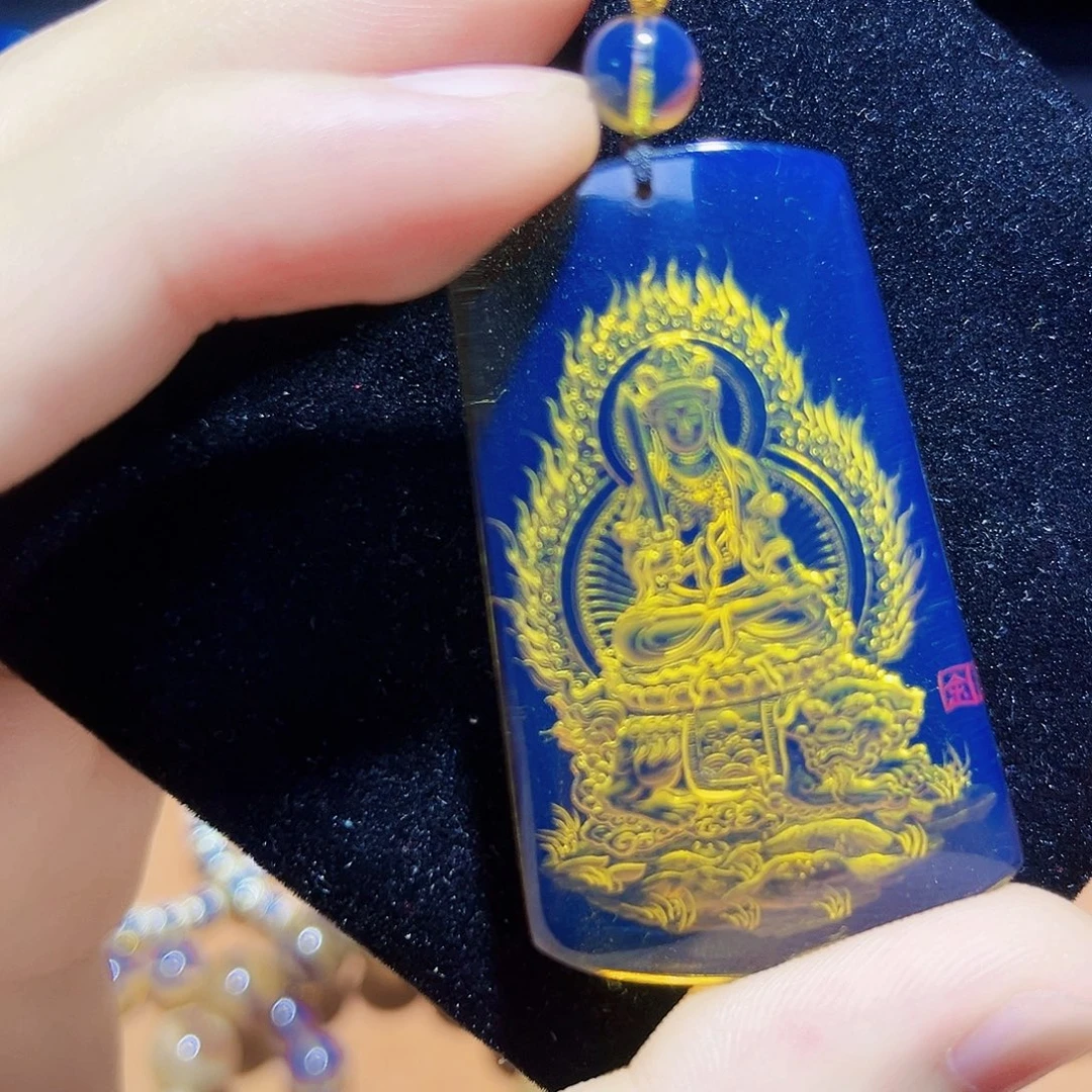 蓝珀未镶嵌珠宝奇石531文殊菩萨