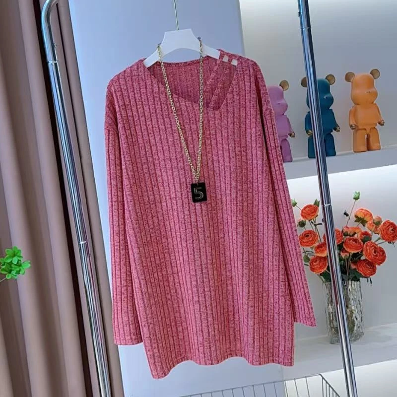 大码镂空洋气女装遮肉内搭长袖胖MM秋冬季纯色打底衫ins潮