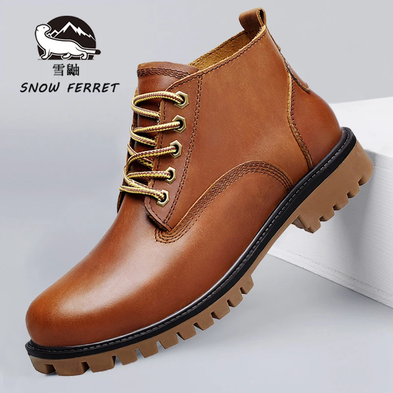 加拿大SNOWFERRET正品马丁靴男复古英伦风皮靴男士高档商务工装鞋