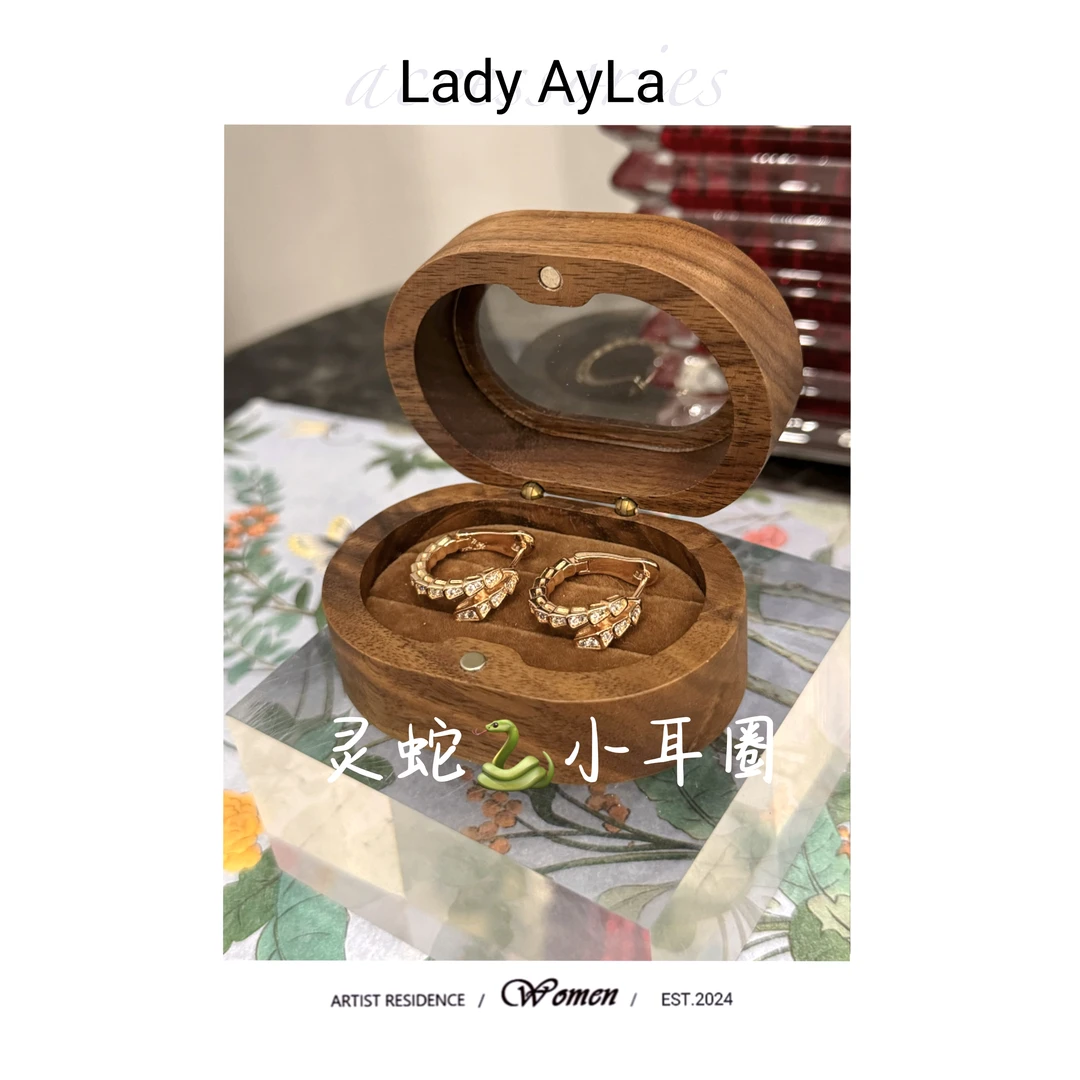 铜合金合成锆石耳饰 25 蛇骨轻奢时尚耳钉AL9056