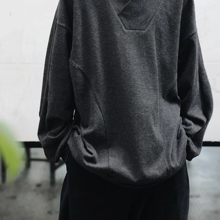 男装轻奢 不撞衫的领2.0版设计感廓形长袖恤 超柔软仿羊绒卫衣版