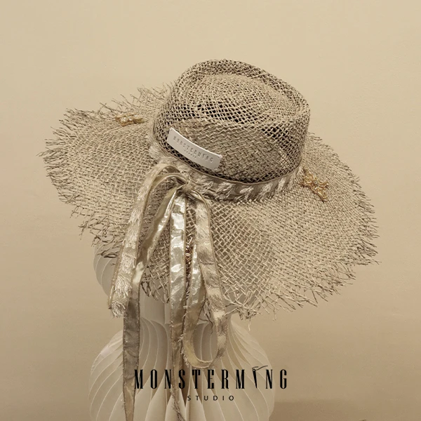MONSTERMING 珠绣水钻织带夏日草帽