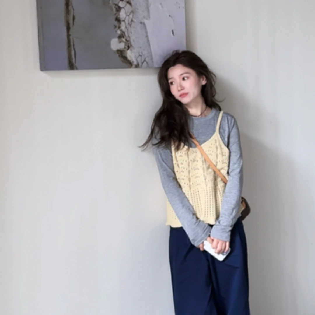 阿虞 春日~二色镂空吊带背心