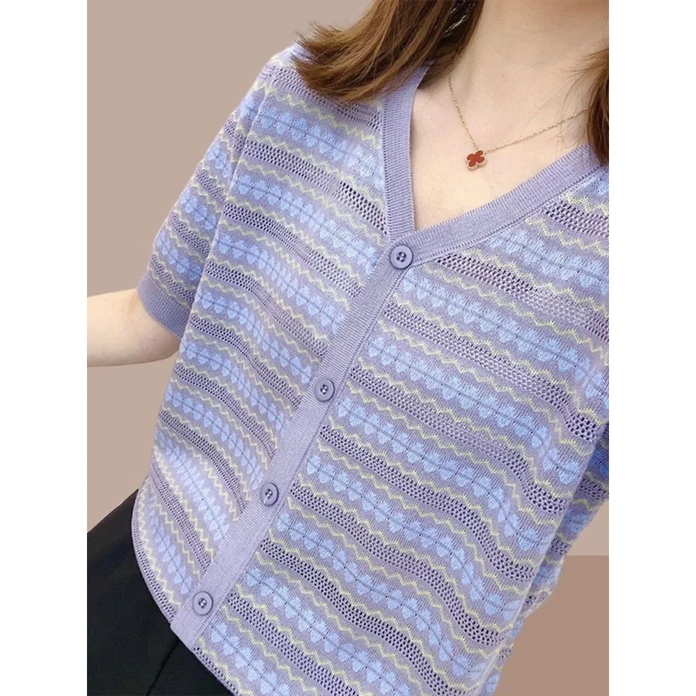 大码女装2025夏季新款女士短袖T恤针织衫遮肚子上衣宽松大码薄