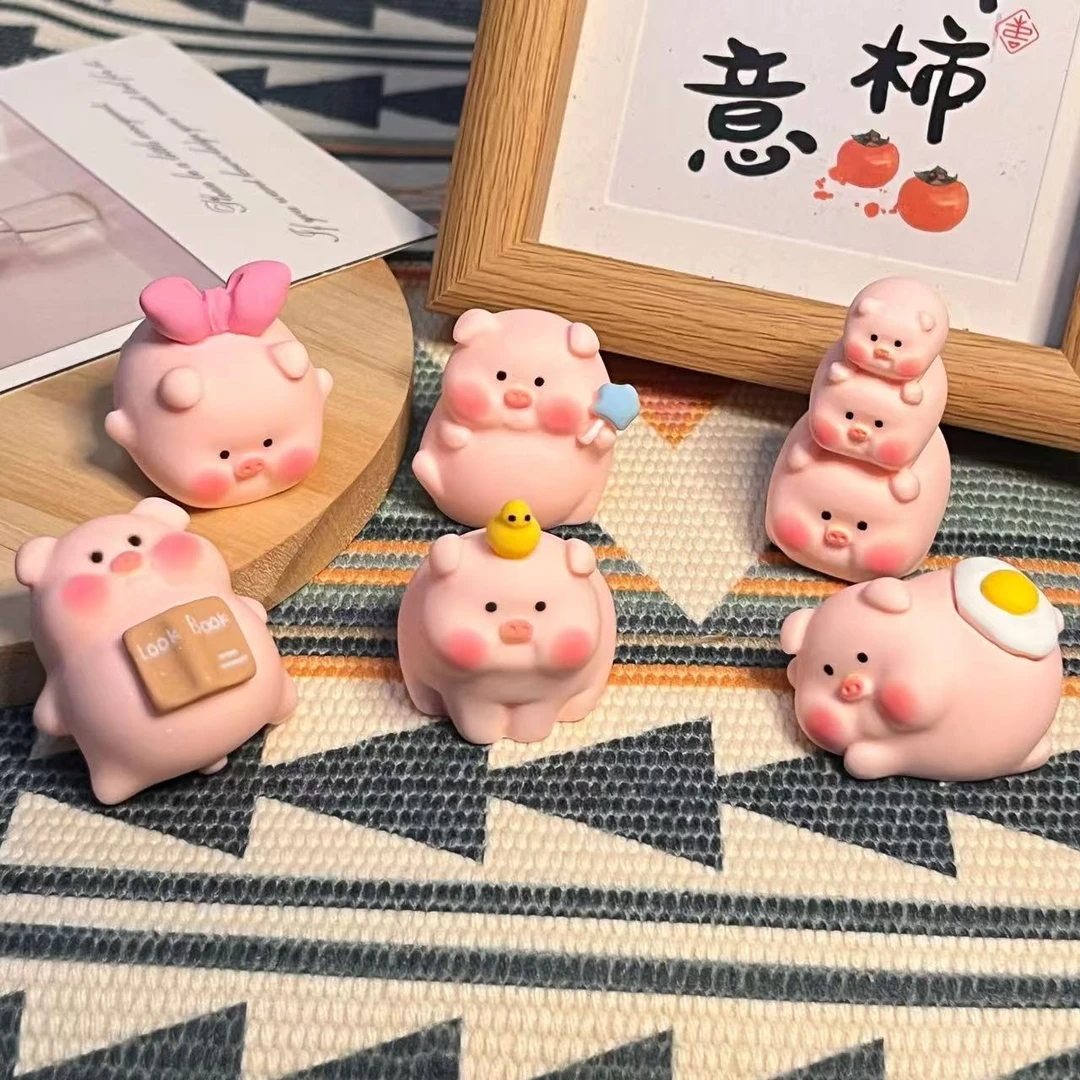 【卡通小猪】实色+夜光可爱小粉猪diy树脂车载 桌面摆件钥匙扣挂件