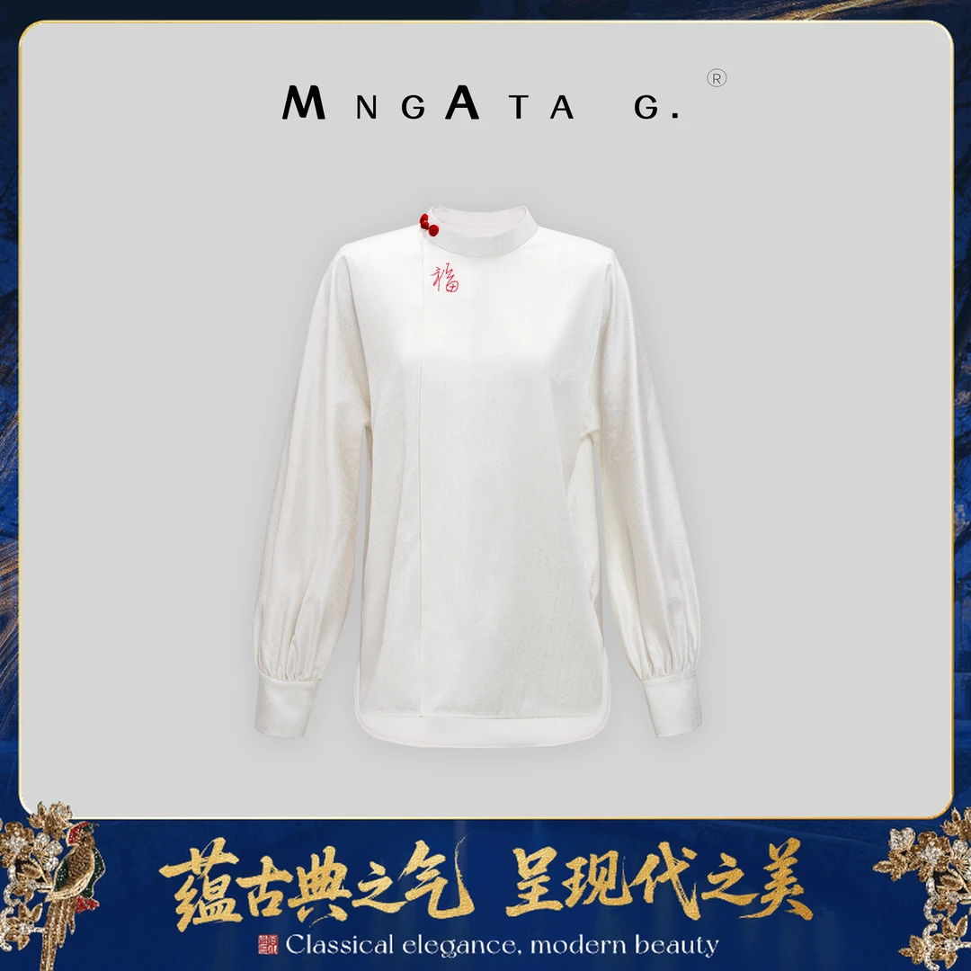 MNGATA G.宫小妍【上久楷·福到】29姆米小重缎95桑蚕丝衬衫4122588