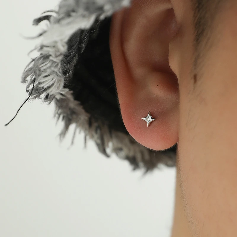 钛钢耳饰 十字星星百搭耳饰耳钉耳环气质小众单只时尚轻奢个性