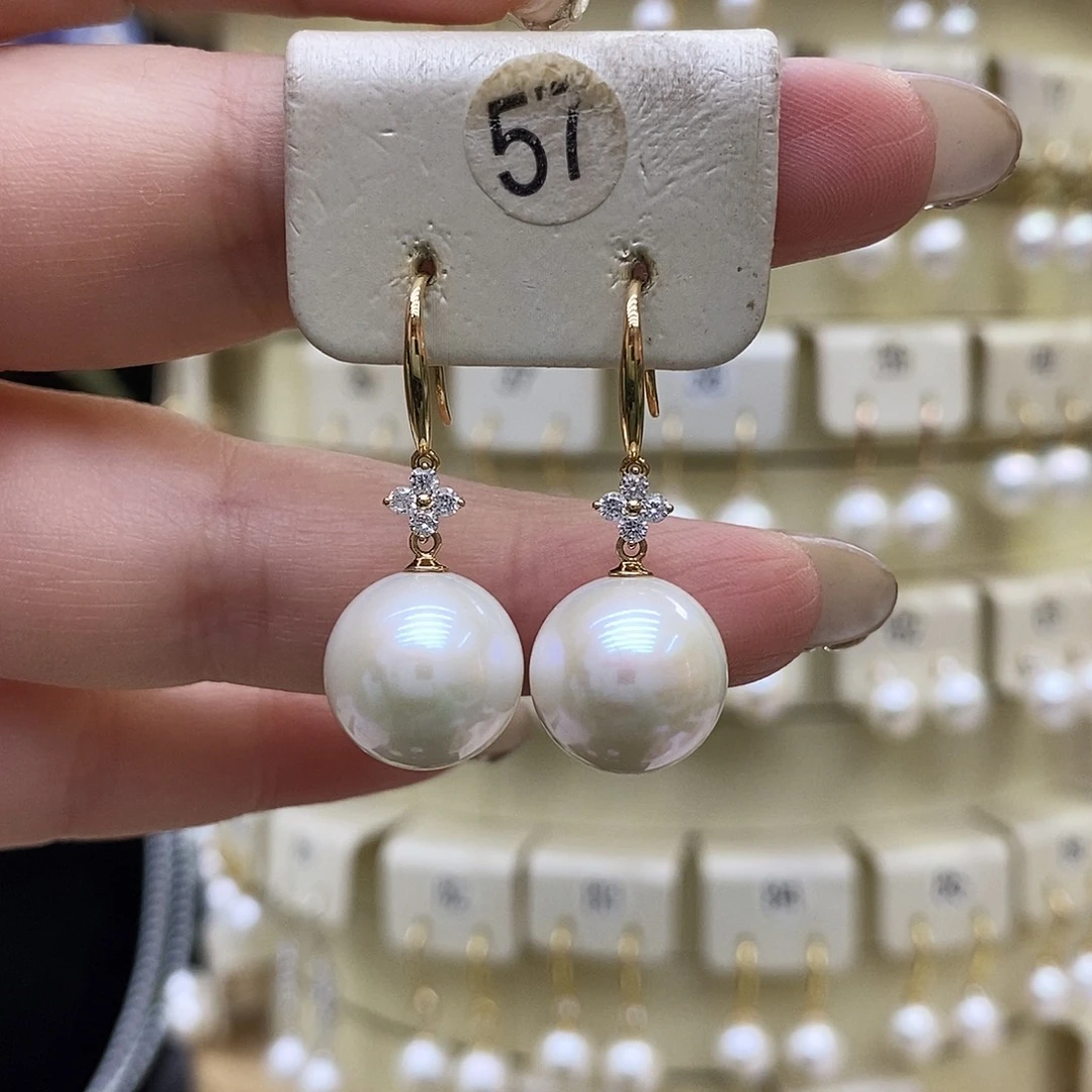 银S925镶嵌淡水珍珠耳饰11➕