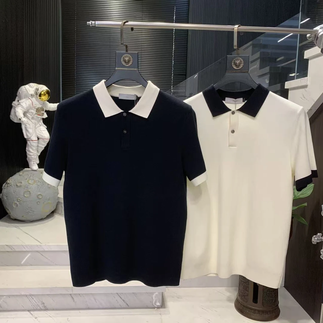 11621    新款男士时尚休闲撞色针织方领短袖