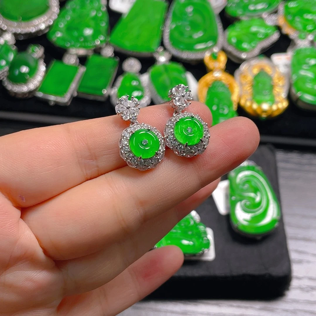 翡翠银S925镶嵌吊坠(不含链)