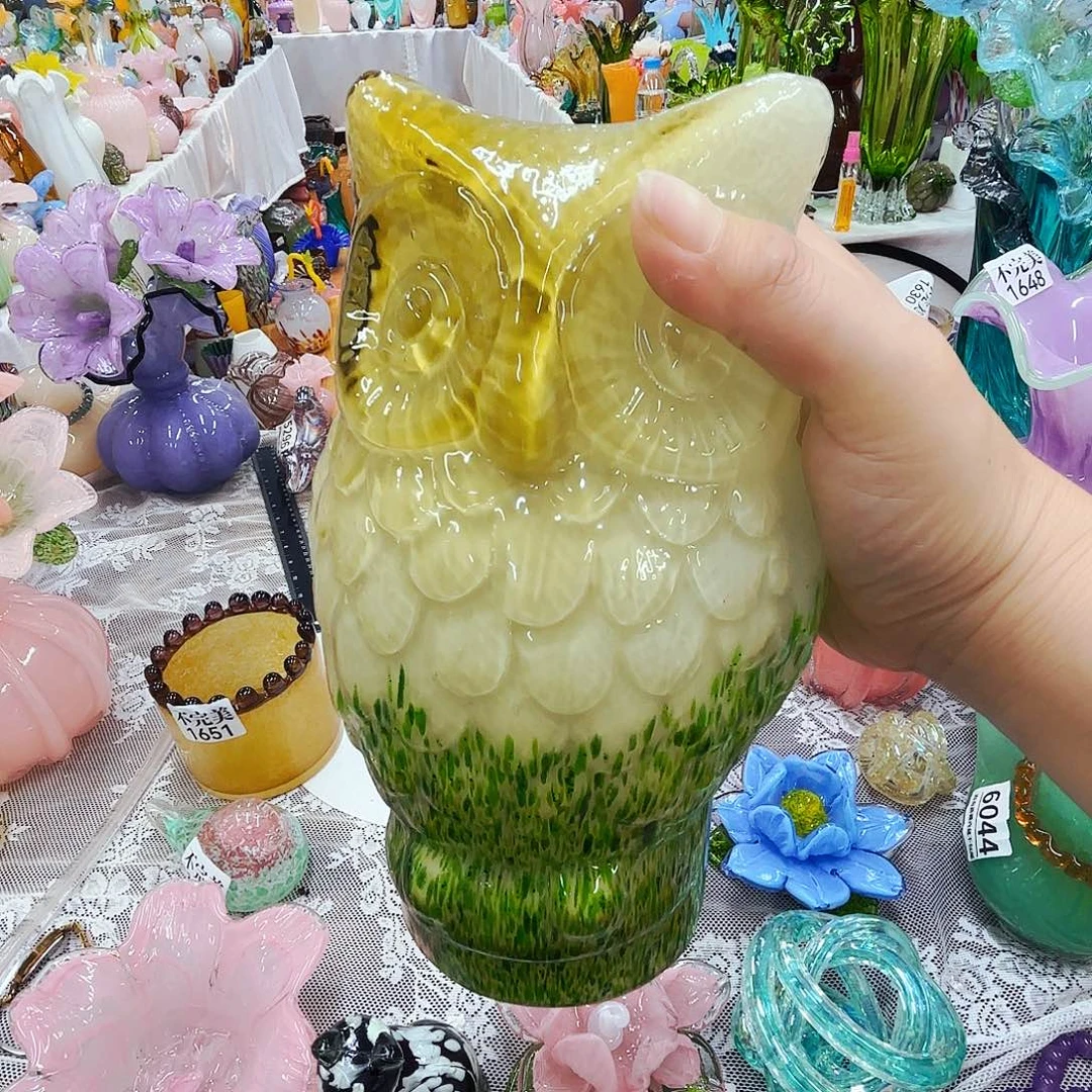 猫头鹰琉璃花瓶花器艺术品