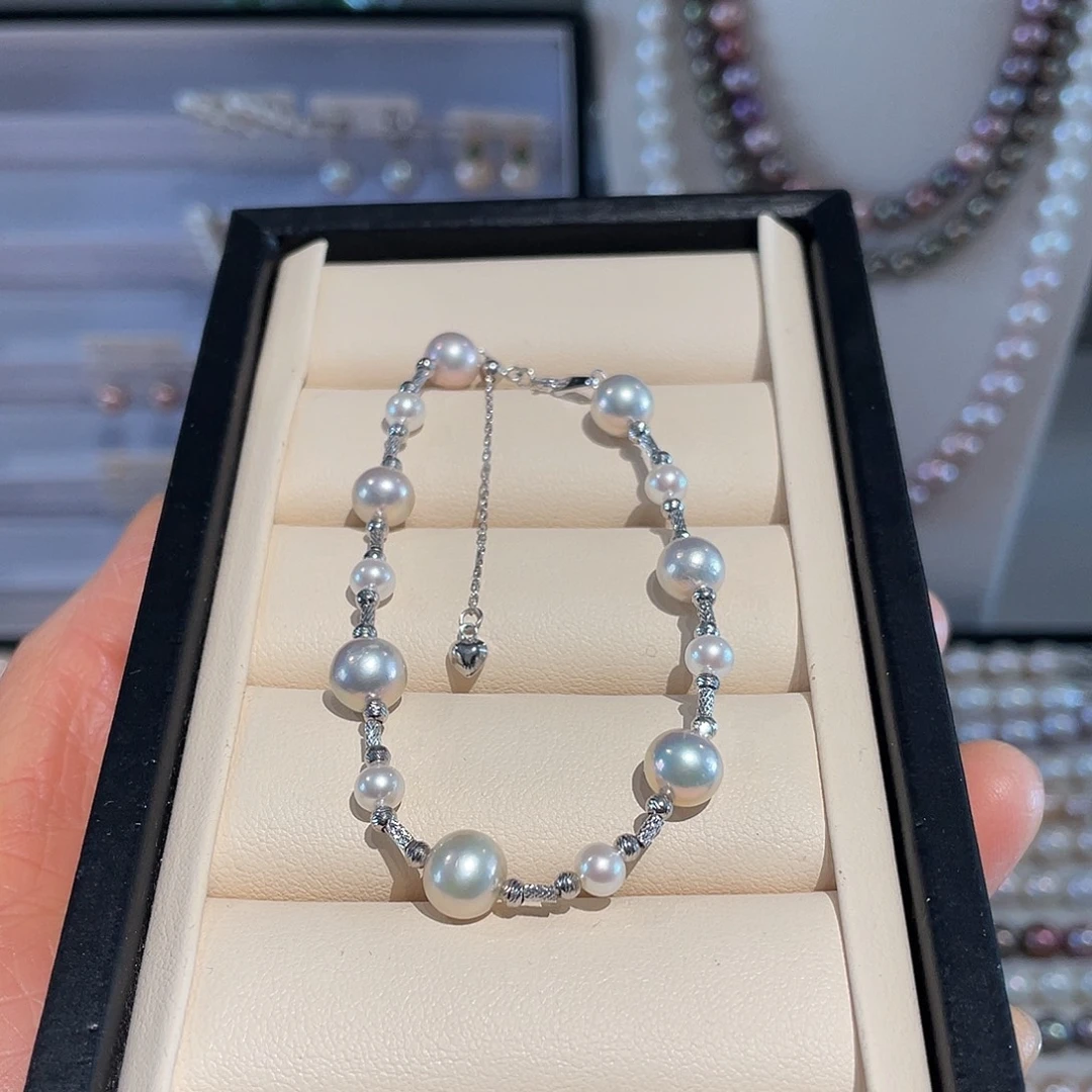淡水珍珠银S925镶嵌手链