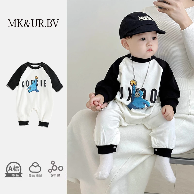 MK&UR.BV婴儿衣服卡通连体衣早初秋季装男女宝宝超萌外出韩系哈衣