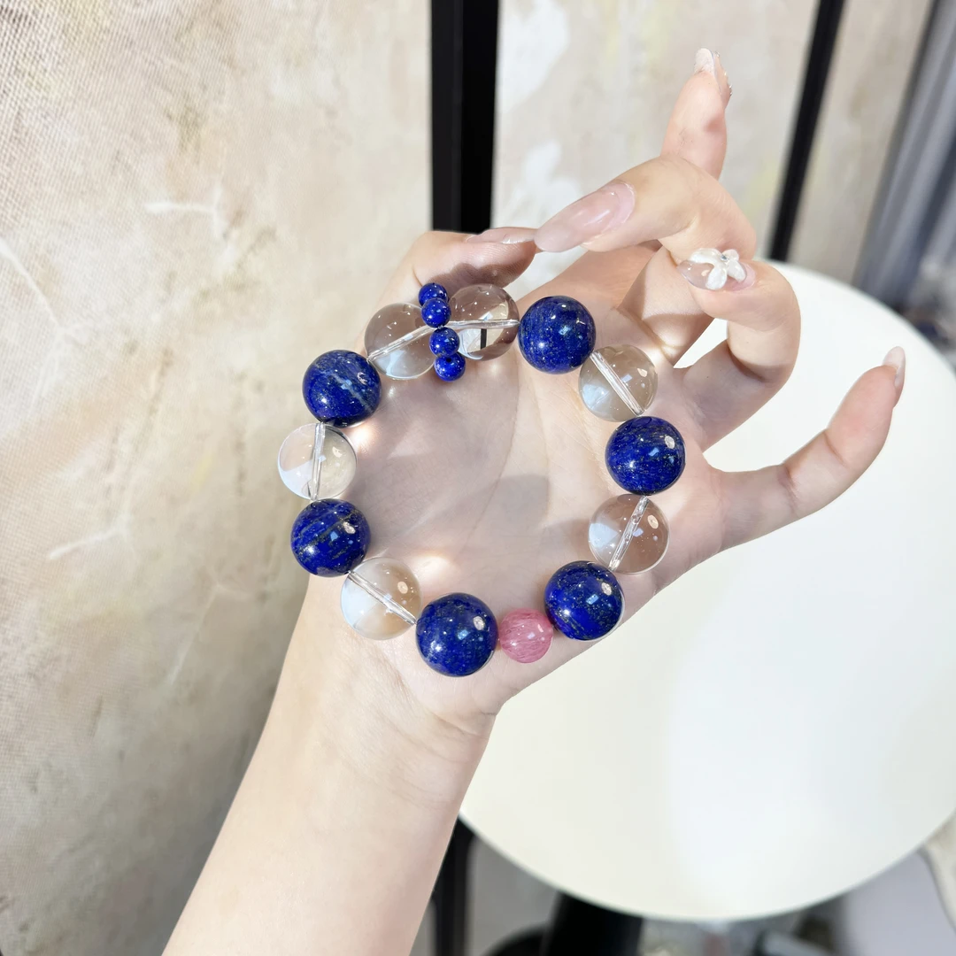 *蓝白序章*青金石白水晶手串