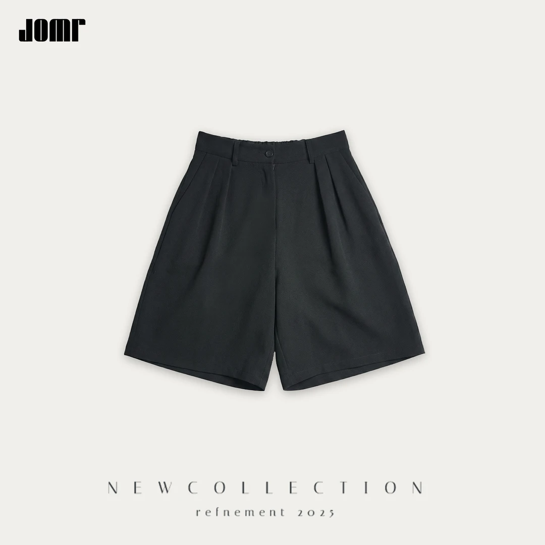 Jomr【主理人私服】醋酸混纺~垂坠挺括 宽松亲子阔腿黑色西装短裤女