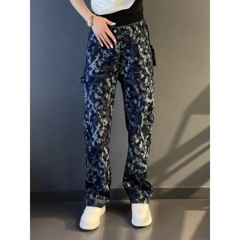 轻奢男装春秋潮牌男士日常百搭休闲通勤韩式高级感时尚直筒迷彩裤