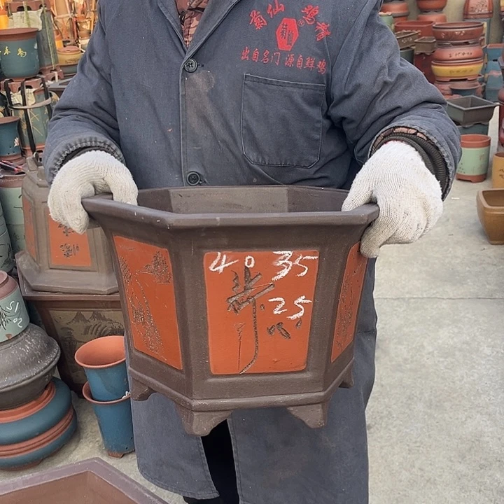 紫砂紫砂花盆和小盆栽