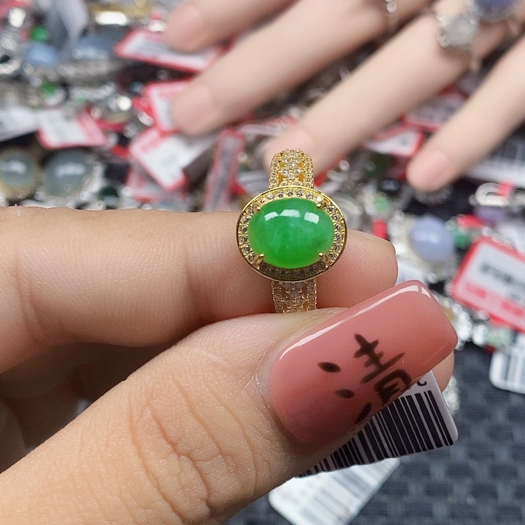 翡翠银S925镶嵌戒指