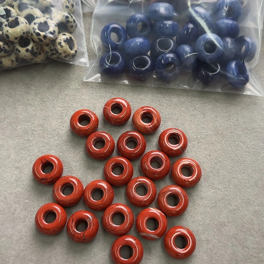 未镶嵌玛瑙/玉髓珠宝半成品卡14红石面包圈4颗