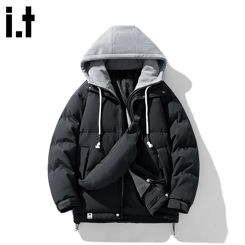 i.t:CHOCOOLATE假两件棉袄外套男士2025秋冬新款加厚保暖百搭棉服