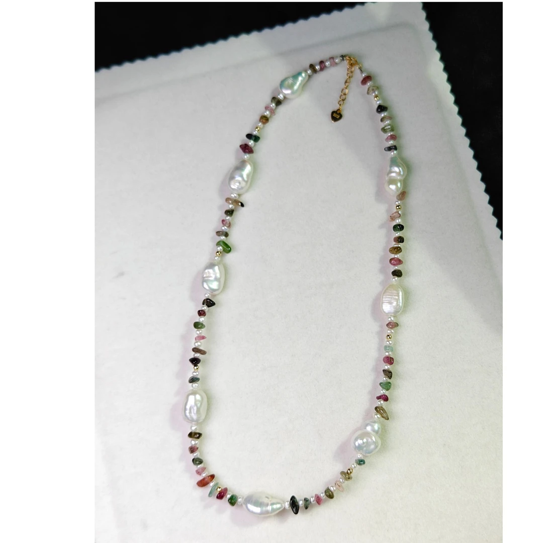 碎银子/纽扣淡水珠手工项链