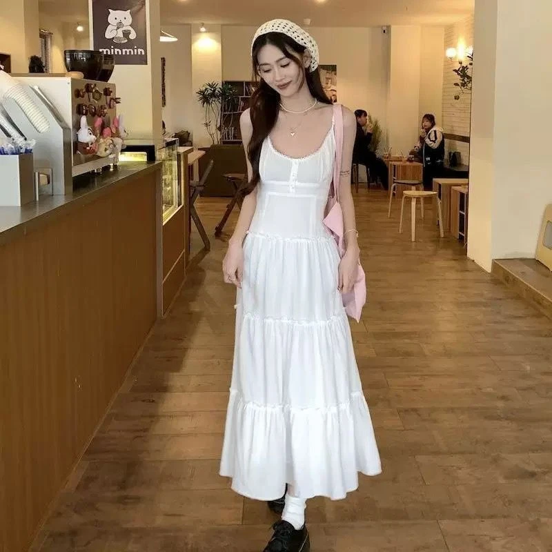 法式气质白色显瘦小众时尚夏季吊带裙2025春夏新款连衣裙 少女风