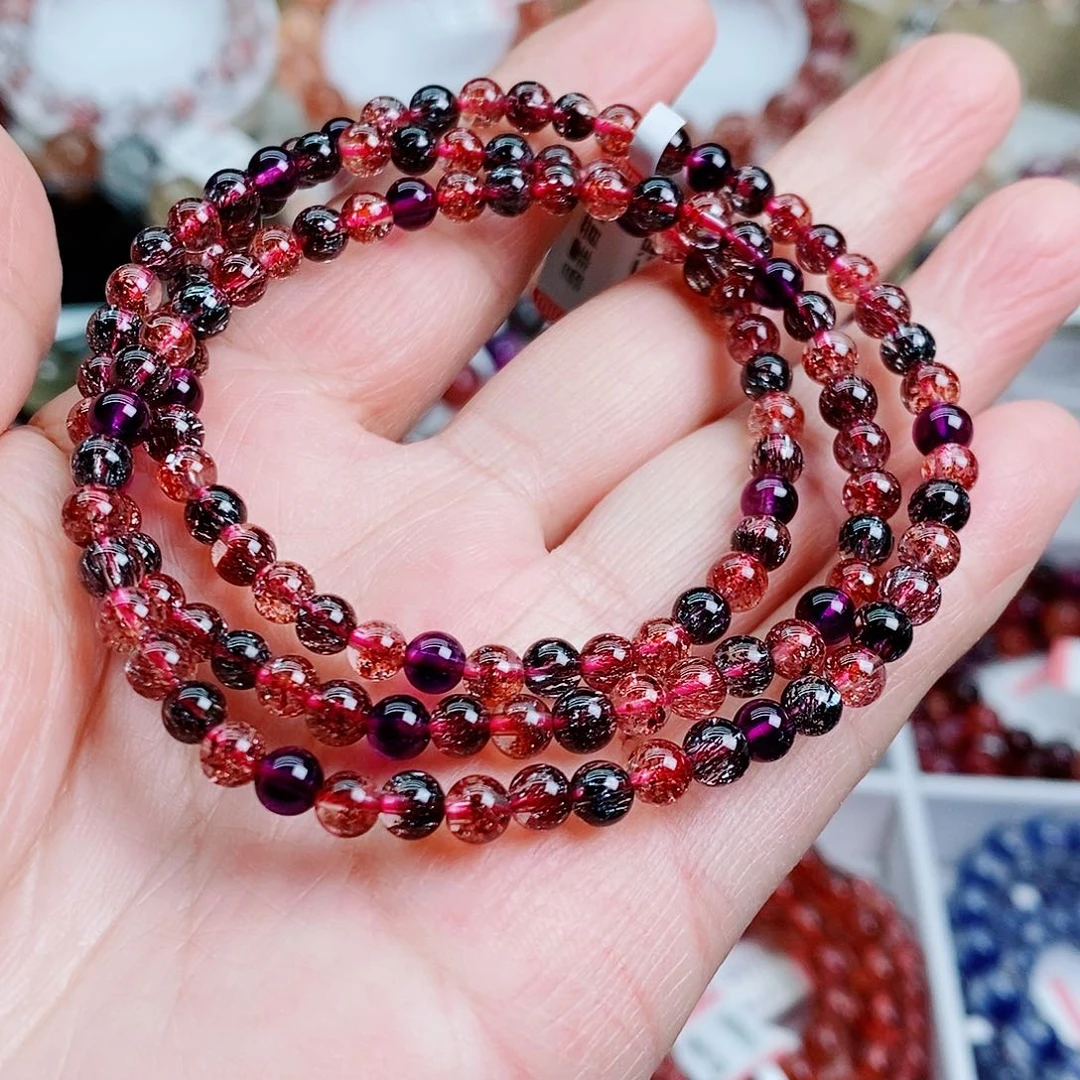 水晶手串未镶嵌满矿黑加仑多圈