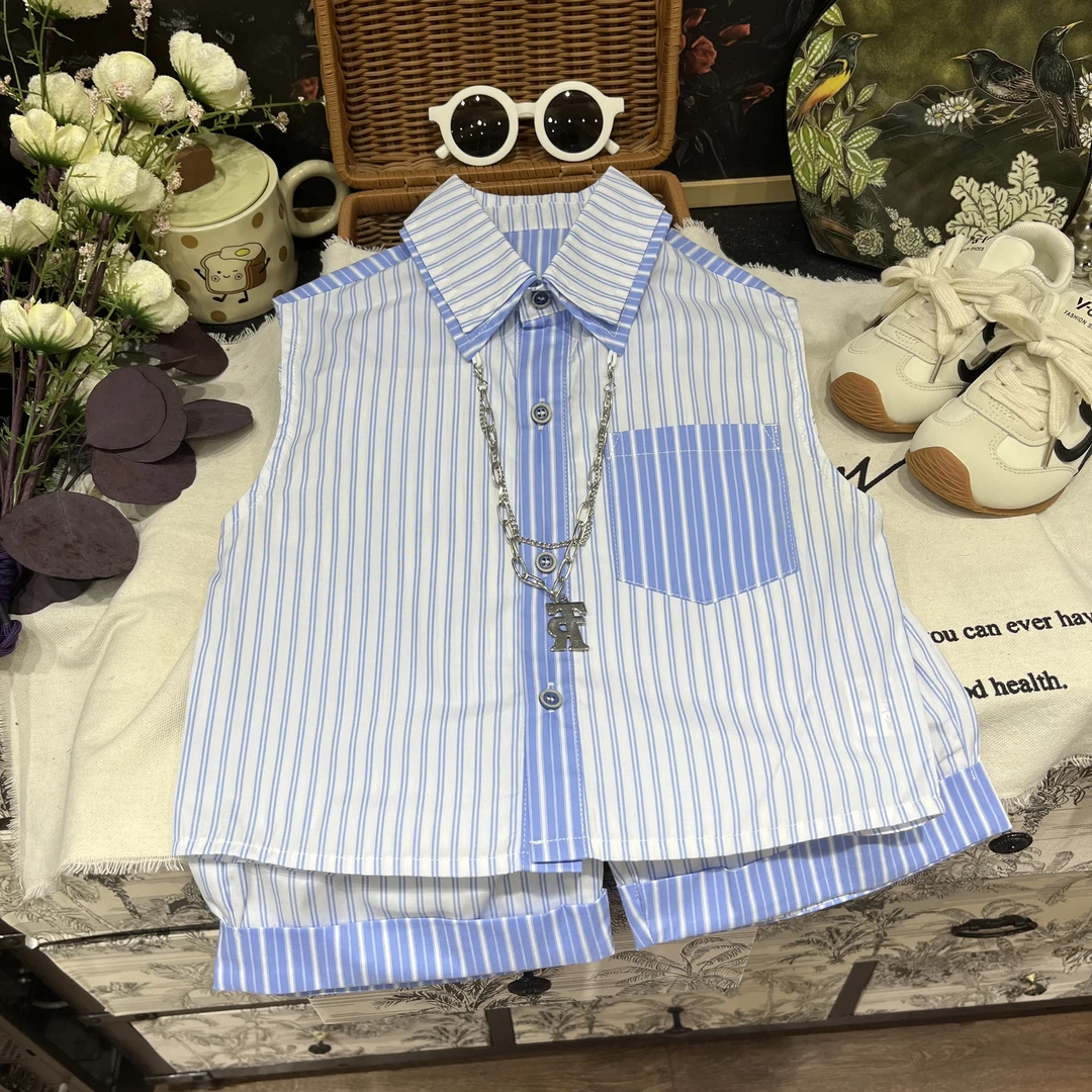 【星辰】儿童夏季新款时尚休闲百搭洋气韩版帅气夏款套装25L589