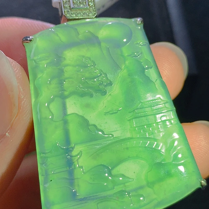 翡翠银S925镶嵌颈饰